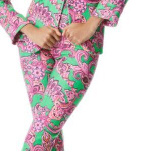 Alice + Olivia Macey Paisley Green and Pink Printed Pants Size 6